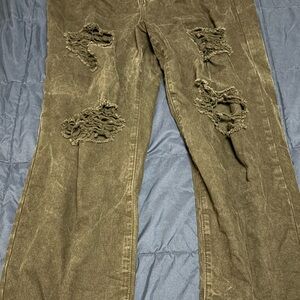 Distressed Olive Green Pants